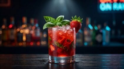 Strawberry Basil Smash Mocktail - Drink Lab recipe hero image