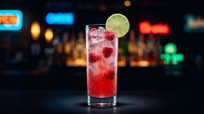 Raspberry Lime Rickey Mocktail - Drink Lab recipe hero image