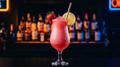 Frozen Strawberry Lemonade Mocktail - Drink Lab recipe hero image