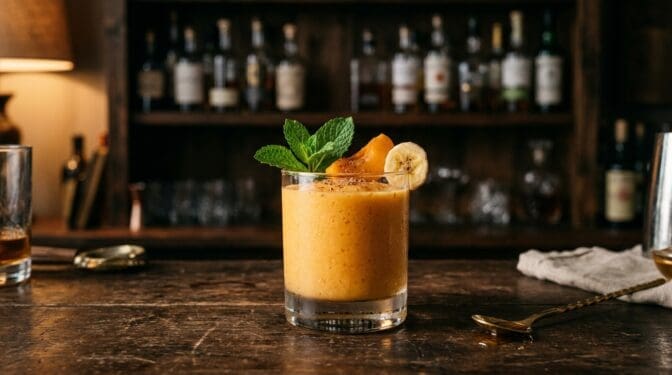 Banana and apricot smoothie cocktail