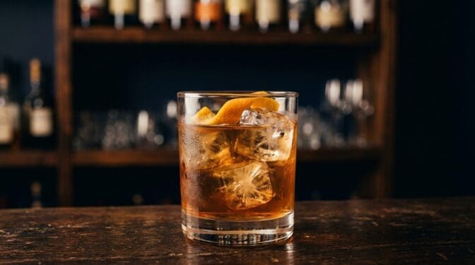 6 Wise Men cocktail in rocks glass with clear ice