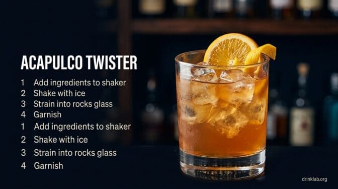 Acapulco Twister cocktail in rocks glass with clear ice