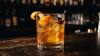 Arkansas Buttermilk cocktail in rocks glass with clear ice