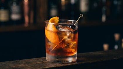 Black and Amber cocktail in glass