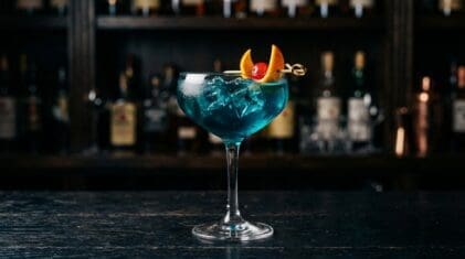 Black on Black cocktail in glass