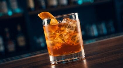 Blue Blazer cocktail in glass