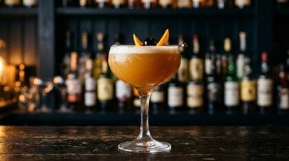 Blue Haze cocktail in cocktail glass