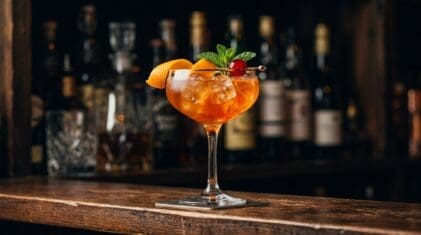 Bob`s Special Punch cocktail in cocktail glass