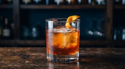 Dogs Bollocks cocktail in rocks glass with clear ice