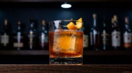 Fruit Flip-Flop cocktail in rocks glass with clear ice