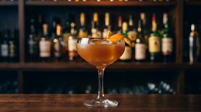Jamaican Rum Punch cocktail in cocktail glass