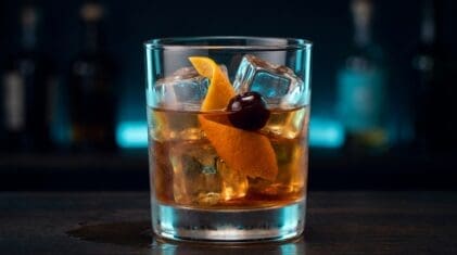 Red Beer cocktail in glass