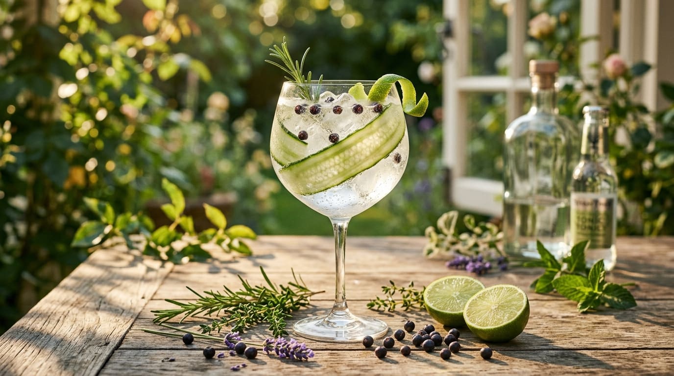 Spanish-style gin and tonic with fresh botanicals