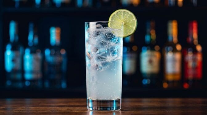 Ranch Water cocktail: tequila, lime, sparkling mineral water.