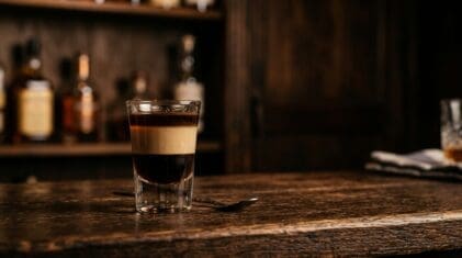 Rattlesnake layered shot of coffee liqueur and cream