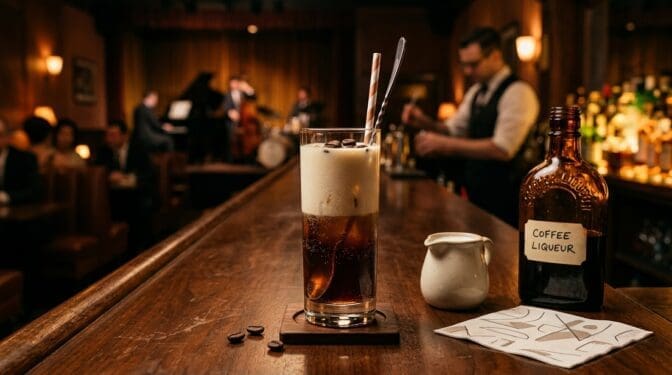 Smith and Kearns - Kahlua, cream, soda water in a tall glass